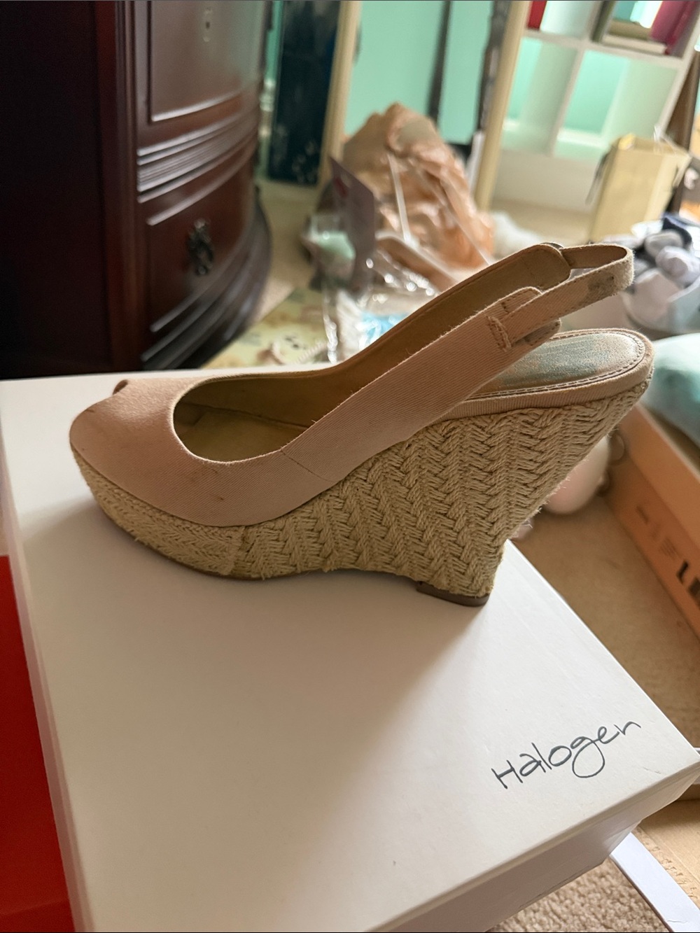 Halogen Pink Peep-Toe Espadrille Slingback Wedge